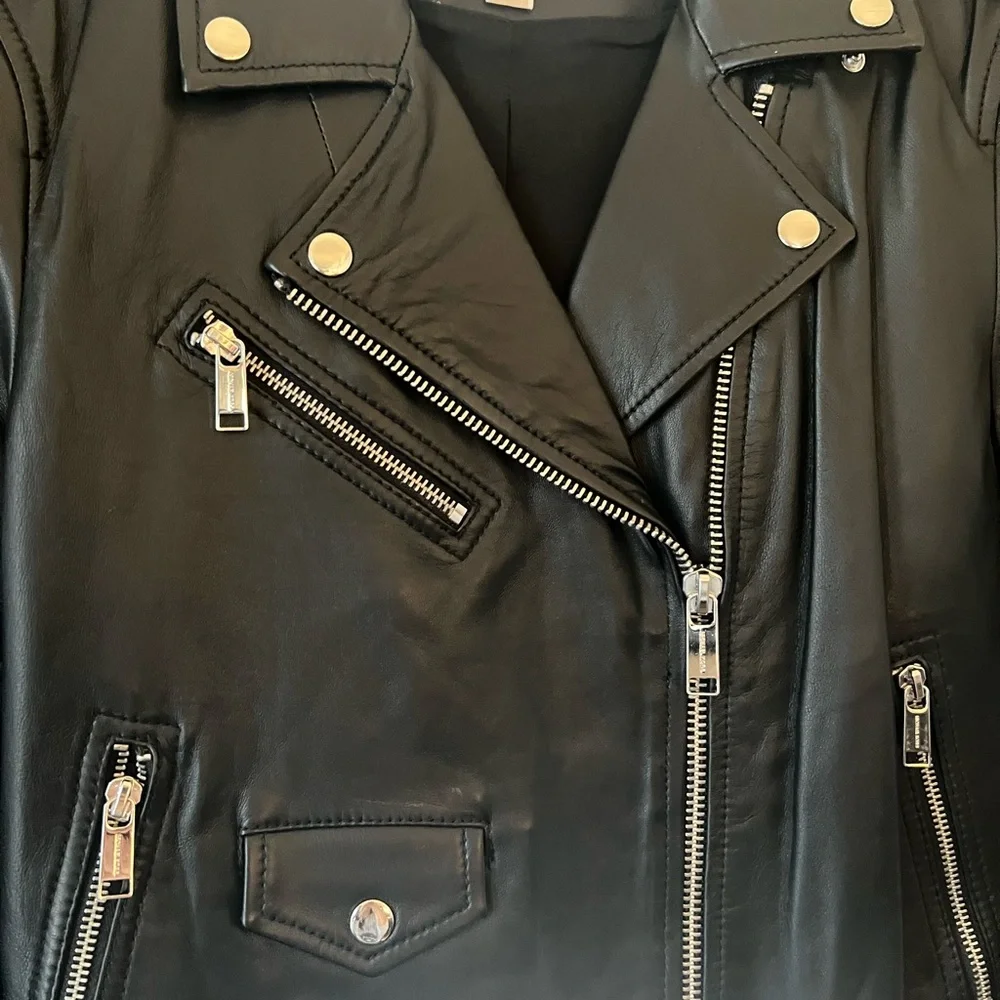 Michael Kors Moto Leather Jacket - Picture 9 of 10